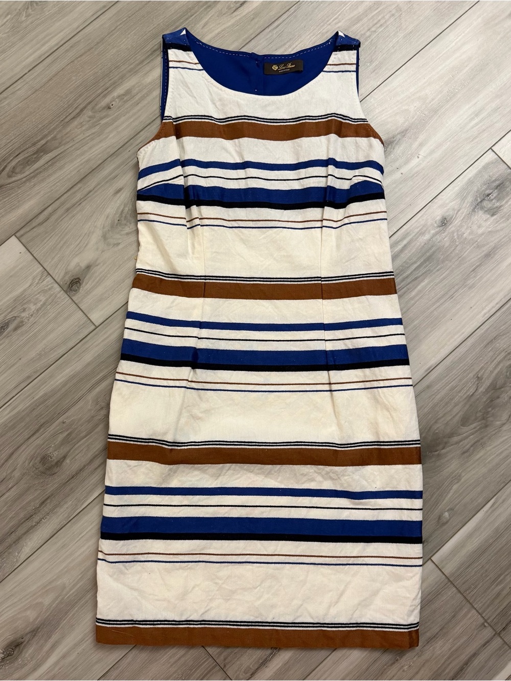 Loro Piana Women’s Linen Flax Blend Sheath Dress 40 Striped Pockets Size S